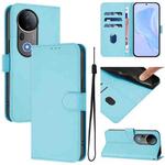 For vivo S20 Pro Skin Feel Solid Color Leather Phone Case with Lanyard(Sky Blue)
