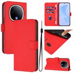 For vivo Y300 Skin Feel Solid Color Leather Phone Case with Lanyard(Red)