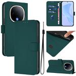 For vivo Y300 Skin Feel Solid Color Leather Phone Case with Lanyard(Dark Green)