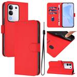 For vivo Y29 4G Global Skin Feel Solid Color Leather Phone Case with Lanyard(Red)