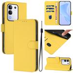 For vivo Y29 4G Global Skin Feel Solid Color Leather Phone Case with Lanyard(Lemon Yellow)