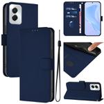 For vivo Y29S 5G / Y04 4G Global Skin Feel Solid Color Leather Phone Case with Lanyard(Navy Blue)