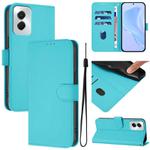 For vivo Y29S 5G / Y04 4G Global Skin Feel Solid Color Leather Phone Case with Lanyard(Lake Blue)