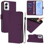 For vivo Y29S 5G / Y04 4G Global Skin Feel Solid Color Leather Phone Case with Lanyard(Violet)