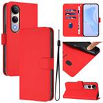 For vivo V50 Lite 5G Skin Feel Solid Color Leather Phone Case with Lanyard(Red)