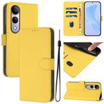 For vivo V50 Lite 5G Skin Feel Solid Color Leather Phone Case with Lanyard(Lemon Yellow)