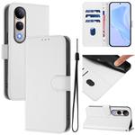 For vivo V50 Lite 5G Skin Feel Solid Color Leather Phone Case with Lanyard(White)