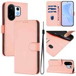 For vivo S30 Pro mini Skin Feel Solid Color Leather Phone Case with Lanyard(Pink)