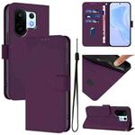 For vivo S30 Pro mini Skin Feel Solid Color Leather Phone Case with Lanyard(Violet)