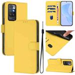 For Redmi 10 4G 2021 Global Skin Feel Solid Color Leather Phone Case with Lanyard(Lemon Yellow)