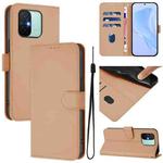 For Redmi 12C / 11A Skin Feel Solid Color Leather Phone Case with Lanyard(Nude)