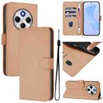 For Redmi 14C 4G Skin Feel Solid Color Leather Phone Case with Lanyard(Nude)