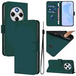 For Redmi 14C 4G Skin Feel Solid Color Leather Phone Case with Lanyard(Dark Green)