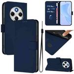 For Redmi 14C 4G Skin Feel Solid Color Leather Phone Case with Lanyard(Navy Blue)