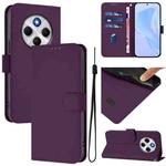 For Redmi 14C 4G Skin Feel Solid Color Leather Phone Case with Lanyard(Violet)