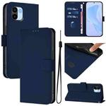 For Redmi A1 4G Global / A2 4G Skin Feel Solid Color Leather Phone Case with Lanyard(Navy Blue)