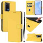 For Redmi K60 / K60 Pro Skin Feel Solid Color Leather Phone Case with Lanyard(Lemon Yellow)