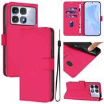 For Redmi K70 Ultra Global Skin Feel Solid Color Leather Phone Case with Lanyard(Rose Red)