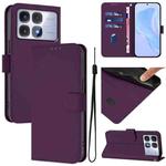 For Redmi K70 Ultra Global Skin Feel Solid Color Leather Phone Case with Lanyard(Violet)