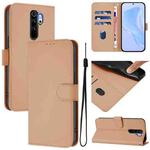 For Redmi Note 8 Pro Skin Feel Solid Color Leather Phone Case with Lanyard(Nude)