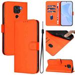 For Redmi Note 9 4G Global / 10X 4G Skin Feel Solid Color Leather Phone Case with Lanyard(Orange)