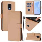 For Redmi Note 9 Pro 4G / 9S 4G Skin Feel Solid Color Leather Phone Case with Lanyard(Nude)