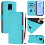 For Redmi Note 9 Pro 4G / 9S 4G Skin Feel Solid Color Leather Phone Case with Lanyard(Lake Blue)