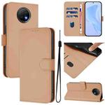 For Redmi Note 9T Global Skin Feel Solid Color Leather Phone Case with Lanyard(Nude)