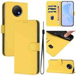 For Redmi Note 9T Global Skin Feel Solid Color Leather Phone Case with Lanyard(Lemon Yellow)