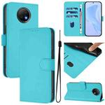 For Redmi Note 9T Global Skin Feel Solid Color Leather Phone Case with Lanyard(Lake Blue)