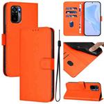 For Redmi Note 10 4G / Note 10S 4G Skin Feel Solid Color Leather Phone Case with Lanyard(Orange)