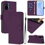 For Redmi Note 10 4G / Note 10S 4G Skin Feel Solid Color Leather Phone Case with Lanyard(Violet)