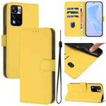 For Redmi Note 11 Pro+ 5G EU Version Skin Feel Solid Color Leather Phone Case with Lanyard(Lemon Yellow)