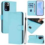 For Redmi Note 11 Pro+ 5G EU Version Skin Feel Solid Color Leather Phone Case with Lanyard(Sky Blue)