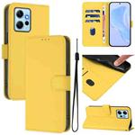 For Redmi Note 12 4G Global Skin Feel Solid Color Leather Phone Case with Lanyard(Lemon Yellow)