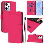 For Redmi Note 12 Pro Speed Skin Feel Solid Color Leather Phone Case with Lanyard(Rose Red)