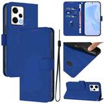 For Redmi Note 12 Explorer Skin Feel Solid Color Leather Phone Case with Lanyard(Dark Blue)