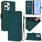 For Redmi Note 12 Explorer Skin Feel Solid Color Leather Phone Case with Lanyard(Dark Green)