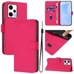 For Redmi Note 12 Explorer Skin Feel Solid Color Leather Phone Case with Lanyard(Rose Red)