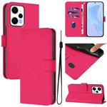 For Redmi Note 12 Turbo 5G Skin Feel Solid Color Leather Phone Case with Lanyard(Rose Red)