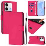 For Redmi Note 13 5G Global Skin Feel Solid Color Leather Phone Case with Lanyard(Rose Red)