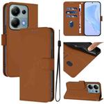 For Redmi Note 13 Pro 4G Global Skin Feel Solid Color Leather Phone Case with Lanyard(Brown)