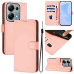 For Redmi Note 13 Pro 4G Global Skin Feel Solid Color Leather Phone Case with Lanyard(Pink)