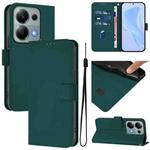 For Redmi Note 13 Pro 4G Global Skin Feel Solid Color Leather Phone Case with Lanyard(Dark Green)