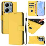 For Redmi Note 13 Pro 4G Global Skin Feel Solid Color Leather Phone Case with Lanyard(Lemon Yellow)