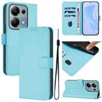 For Redmi Note 13 Pro 4G Global Skin Feel Solid Color Leather Phone Case with Lanyard(Sky Blue)