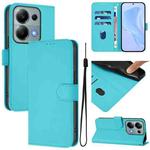 For Redmi Note 13 Pro 4G Global Skin Feel Solid Color Leather Phone Case with Lanyard(Lake Blue)