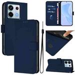 For Redmi Note 13 Pro 5G Global Skin Feel Solid Color Leather Phone Case with Lanyard(Navy Blue)