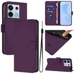 For Redmi Note 13 Pro 5G Global Skin Feel Solid Color Leather Phone Case with Lanyard(Violet)