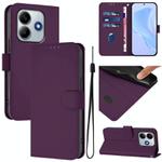 For Redmi Note 14 4G 163.25mm Skin Feel Solid Color Leather Phone Case with Lanyard(Violet)